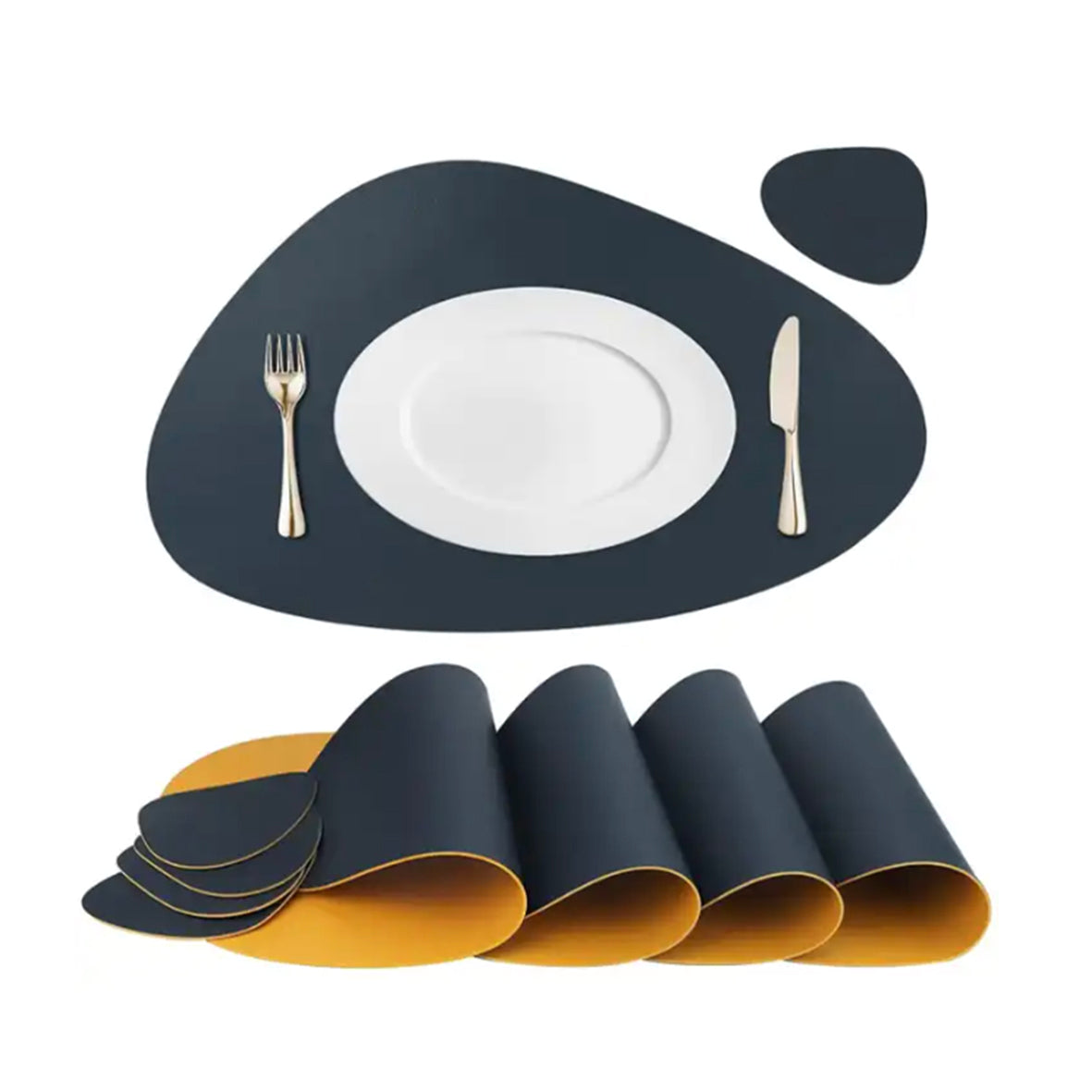 Reversible Leather Placemats & Coasters (Set of 6)