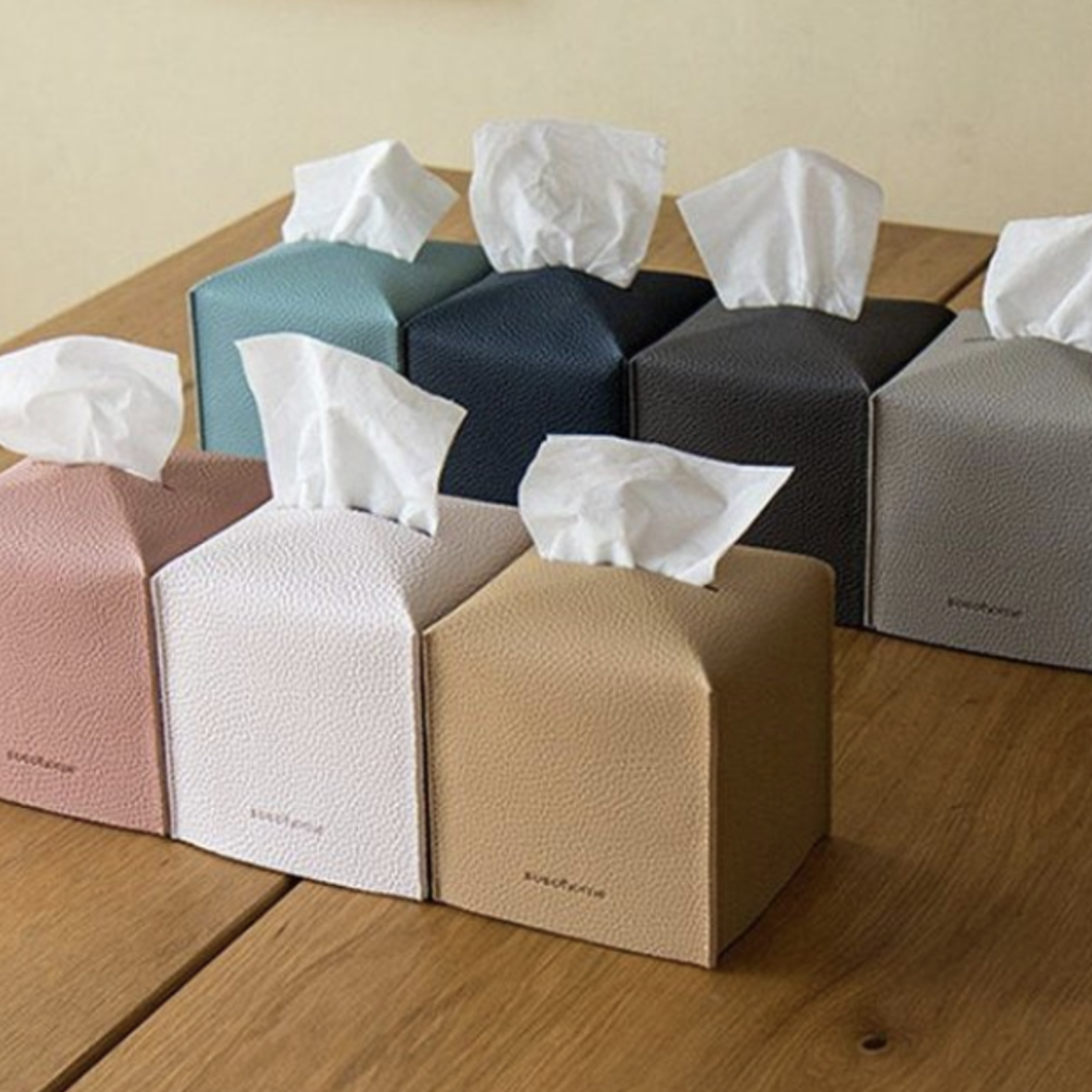 Cube Leather Tissue Box