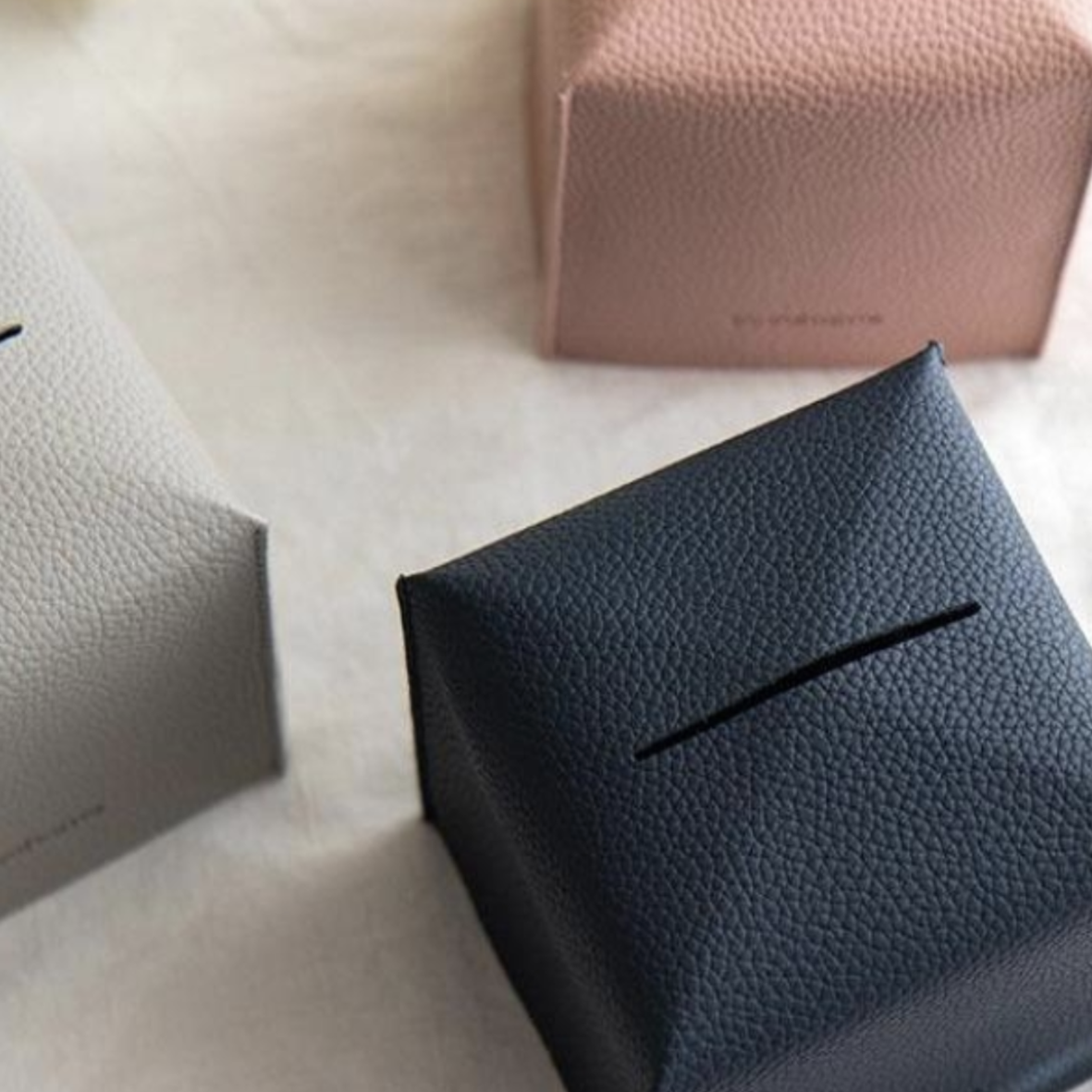 Cube Leather Tissue Box